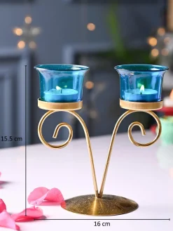 VON CASA Turquoise 2 Votive Tea- Light Holder