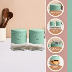 VON CASA Turquoise Argyle Biscuit & Namkeen Jar Set