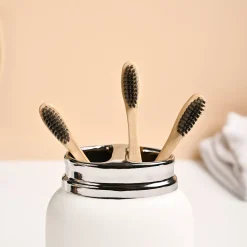VON CASA White Ceramic Toothbrush Holder