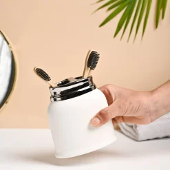 VON CASA White Ceramic Toothbrush Holder