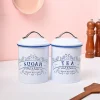 VON CASA White Iron Tea & Sugar Jar Set of 2