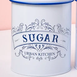 VON CASA White Iron Tea & Sugar Jar Set of 2