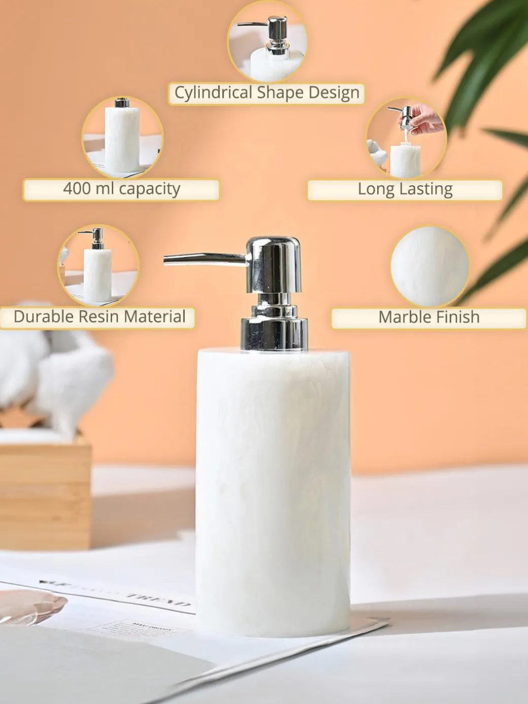 VON CASA White Soap Dispenser - 400Ml