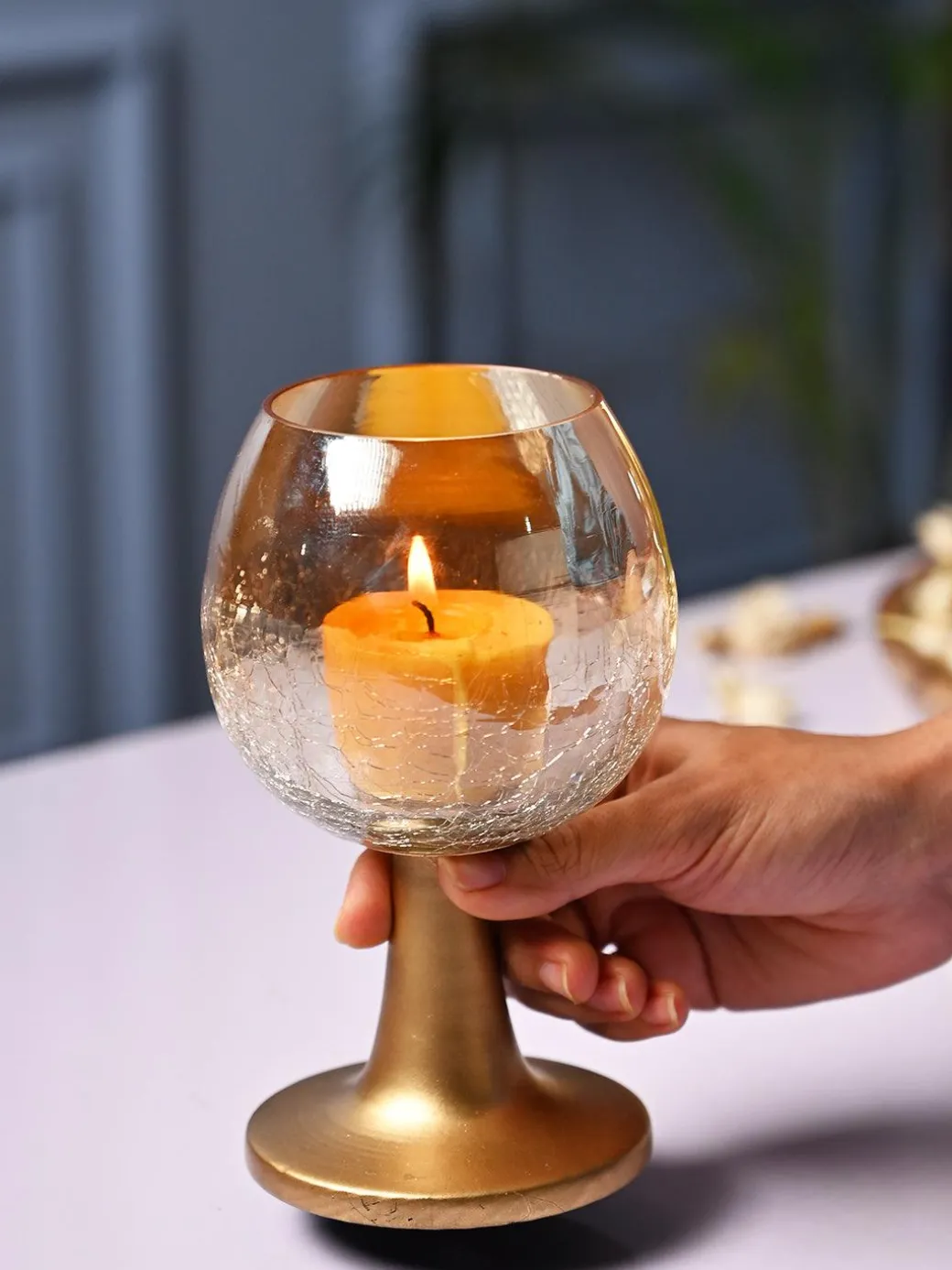 VON CASA Wine Glass Medium T- Light Holder