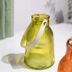 VON CASA Yellow Cylindrical Glass T-Light Holder