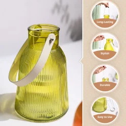 VON CASA Yellow Cylindrical Glass T-Light Holder
