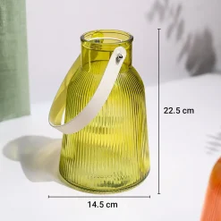 VON CASA Yellow Cylindrical Glass T-Light Holder