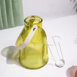 VON CASA Yellow Cylindrical Glass T-Light Holder