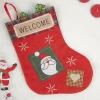 Welcome & Santa Print - Christmas Hanging Stocking Set Of 2 Pcs - IMAGE CHANGED