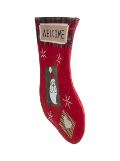Welcome & Santa Print - Christmas Hanging Stocking Set Of 2 Pcs - IMAGE CHANGED