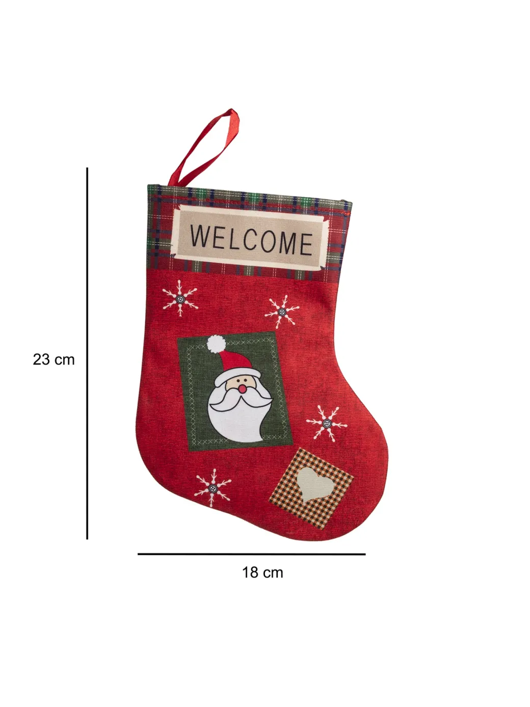 Welcome & Santa Print - Christmas Hanging Stocking Set Of 2 Pcs - IMAGE CHANGED