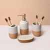 White & Grey Ceramic Bathroom Set - Matte, Stone Finish