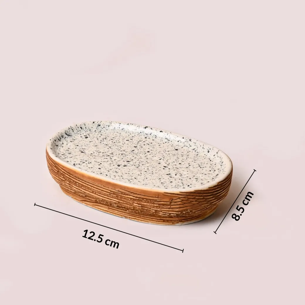 White & Grey Ceramic Bathroom Set - Matte, Stone Finish
