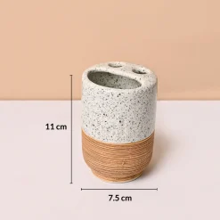White & Grey Ceramic Bathroom Set - Matte, Stone Finish