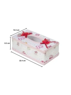 White & Pink Tissue Box - 22.4 X 12.4 X 8.3Cm