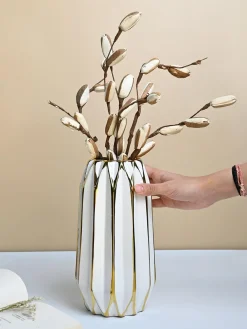 White and Gold Ceramic Vase