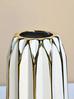 White and Gold Ceramic Vase