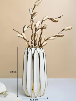 White and Gold Ceramic Vase