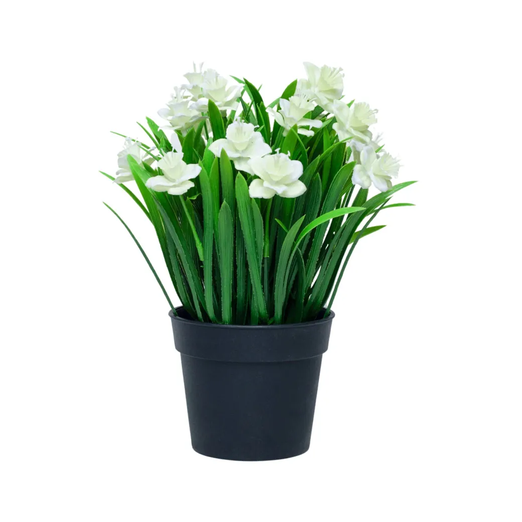 White Artificial Flower With Pot