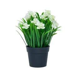 White Artificial Flower With Pot