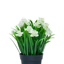 White Artificial Flower With Pot