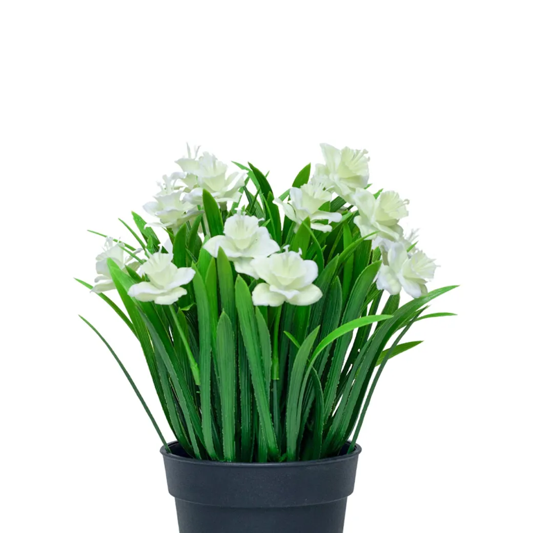 White Artificial Flower With Pot