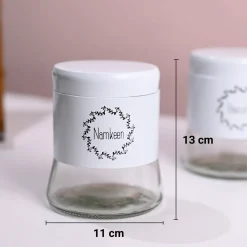 White Biscuit & Namkeen Jar Set Of 2, Each 600mL