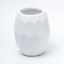 White Ceramic Bathroom Set Of 4 - Stone Finish, Bath Accessories