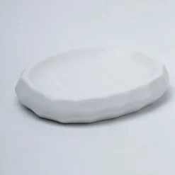 White Ceramic Bathroom Set Of 4 - Stone Finish, Bath Accessories