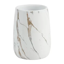 White Ceramic Bathroom Set Of 4 - Stone Finish, Bath Accessories