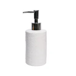 White Ceramic Bathroom Set - Matte, Geometric Pattern