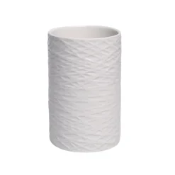 White Ceramic Bathroom Set - Matte, Geometric Pattern