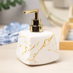 White Ceramic Soap Dispenser - Stone Finish, Bath Accessories