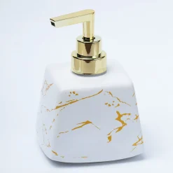 White Ceramic Soap Dispenser - Stone Finish, Bath Accessories