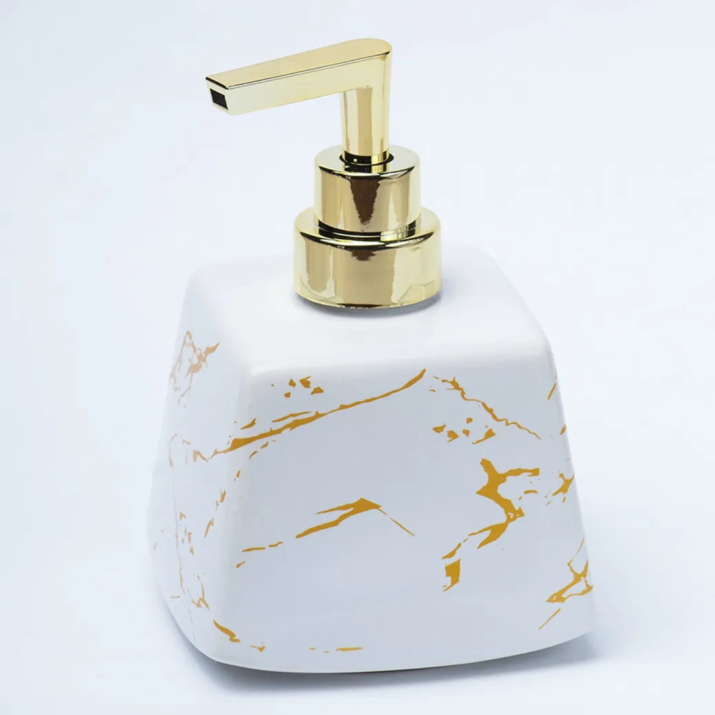 White Ceramic Soap Dispenser - Stone Finish, Bath Accessories
