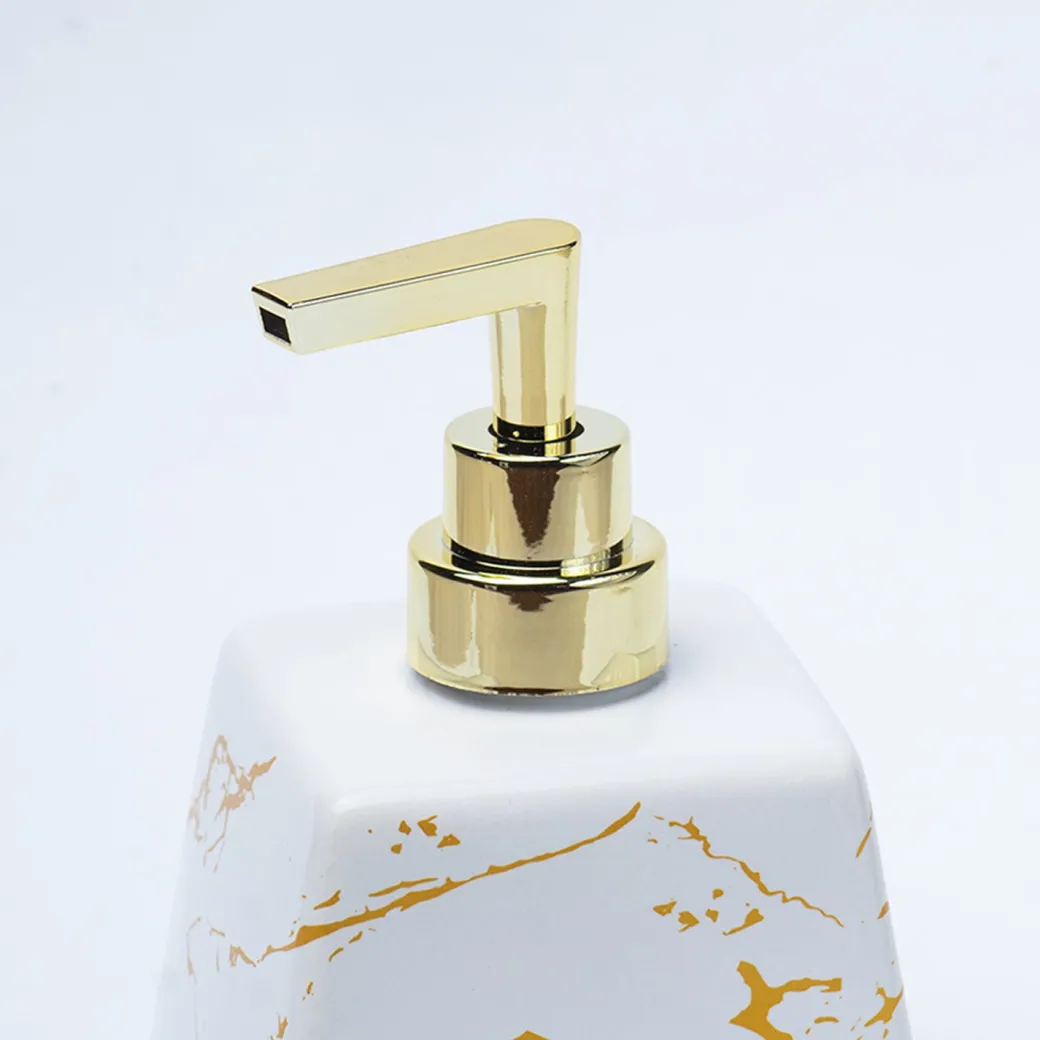 White Ceramic Soap Dispenser - Stone Finish, Bath Accessories