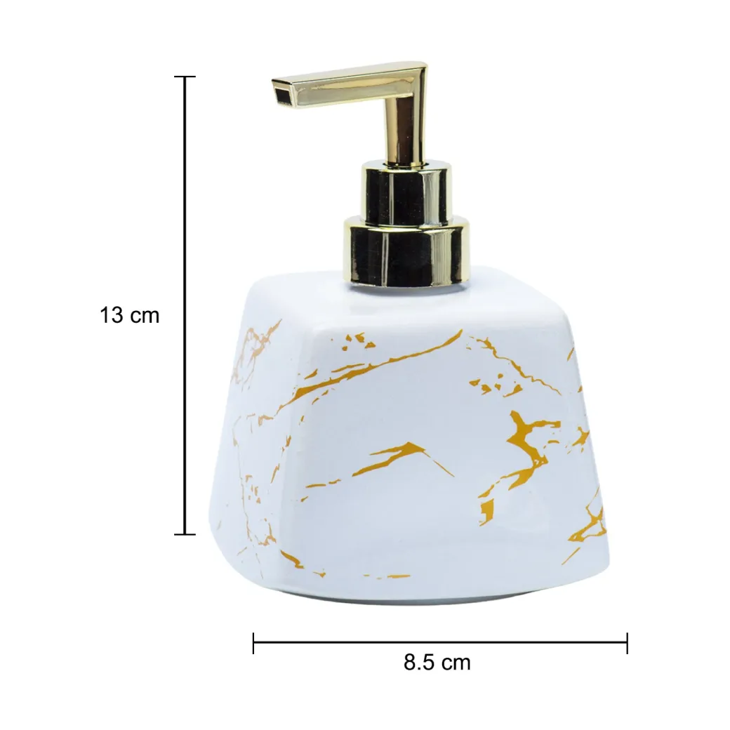 White Ceramic Soap Dispenser - Stone Finish, Bath Accessories