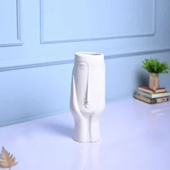 White Glossy Ceramic Vase - Artistic Elegance