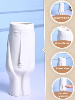 White Glossy Ceramic Vase - Artistic Elegance