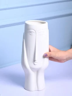 White Glossy Ceramic Vase - Artistic Elegance