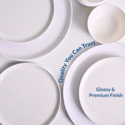 White Hammered Melamine Dinner Set – 12 Pcs