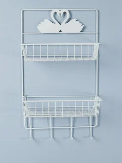 White Metal Wall Mounted Organizer & Storage