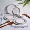White Morrocone Hammered Melamine Dinner Set – 12 Pcs