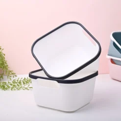White Square Baskets (Set of 2)
