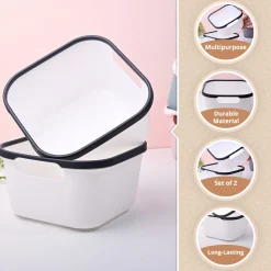 White Square Baskets (Set of 2)