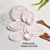 White Static Melamine Dinner Set – 12 Pcs