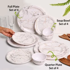 White Static Melamine Dinner Set – 12 Pcs