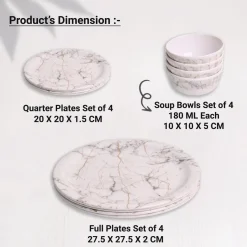 White Static Melamine Dinner Set – 12 Pcs
